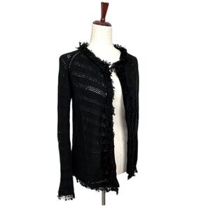 Inhabit Crochet Open Fringe Sweater. Black. Size SP. #698